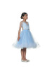 Cape Sleeves Blue Beaded Tulle Flower Girl Dress